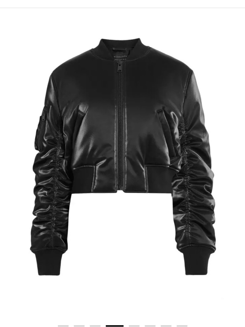 AllSaints Callie Shine Crop Faux Leather Bomber Jacket size US 8 new